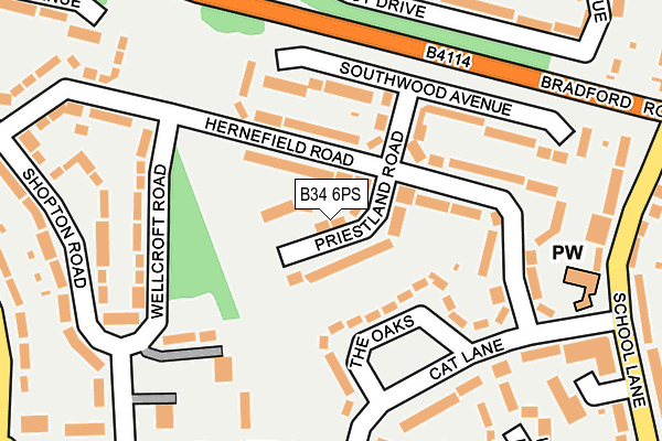 B34 6PS map - OS OpenMap – Local (Ordnance Survey)