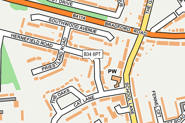 B34 6PT map - OS OpenMap – Local (Ordnance Survey)