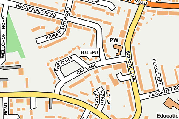 B34 6PU map - OS OpenMap – Local (Ordnance Survey)