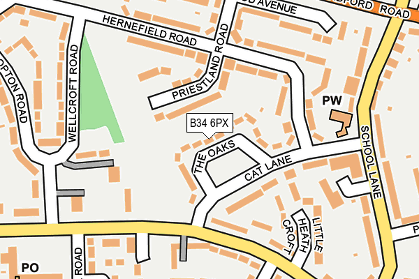 B34 6PX map - OS OpenMap – Local (Ordnance Survey)