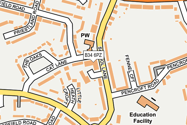 B34 6PZ map - OS OpenMap – Local (Ordnance Survey)