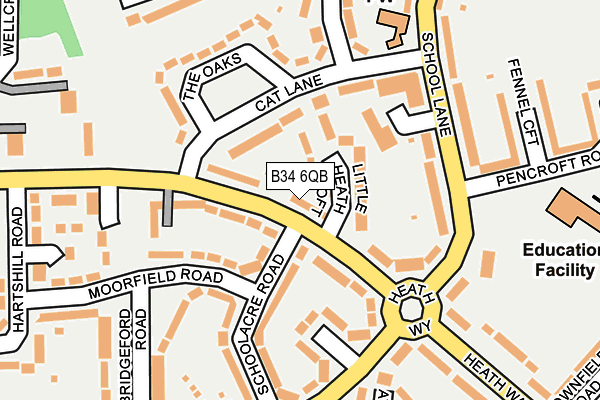 B34 6QB map - OS OpenMap – Local (Ordnance Survey)