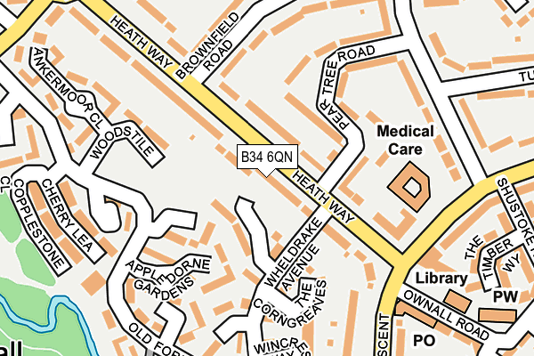 B34 6QN map - OS OpenMap – Local (Ordnance Survey)