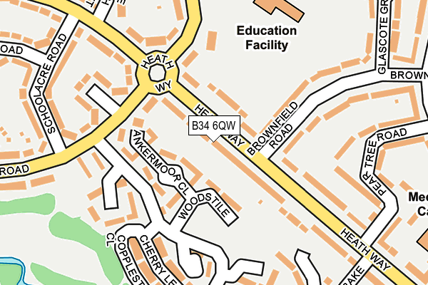 B34 6QW map - OS OpenMap – Local (Ordnance Survey)