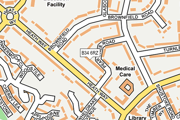 B34 6RZ map - OS OpenMap – Local (Ordnance Survey)