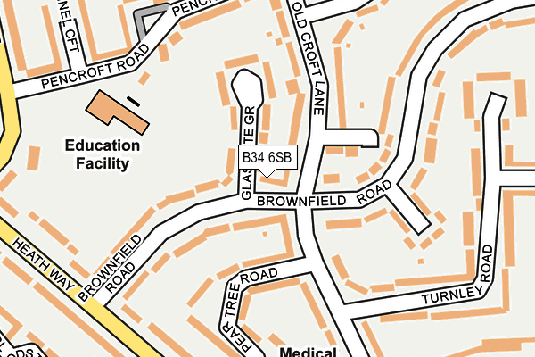 B34 6SB map - OS OpenMap – Local (Ordnance Survey)