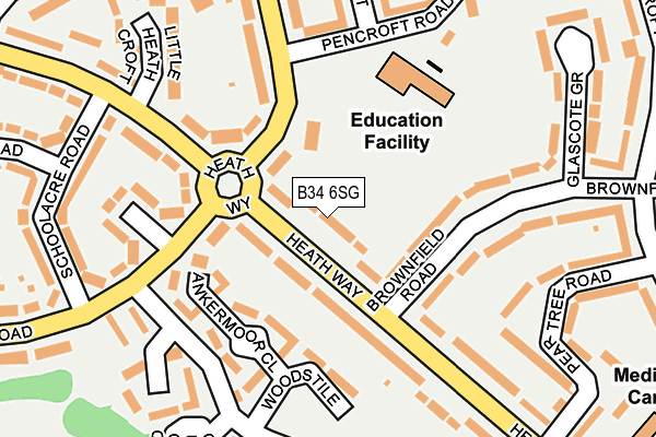 B34 6SG map - OS OpenMap – Local (Ordnance Survey)