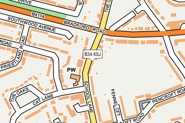 B34 6SJ map - OS OpenMap – Local (Ordnance Survey)