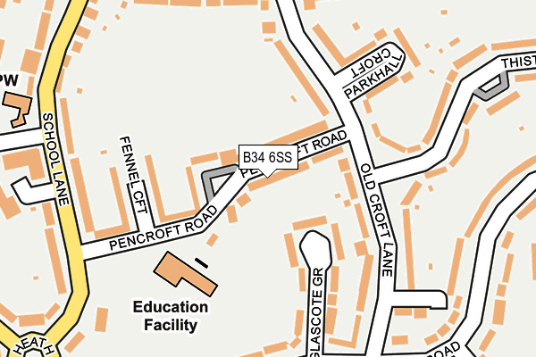 B34 6SS map - OS OpenMap – Local (Ordnance Survey)