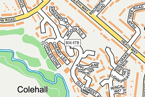 B34 6TB map - OS OpenMap – Local (Ordnance Survey)