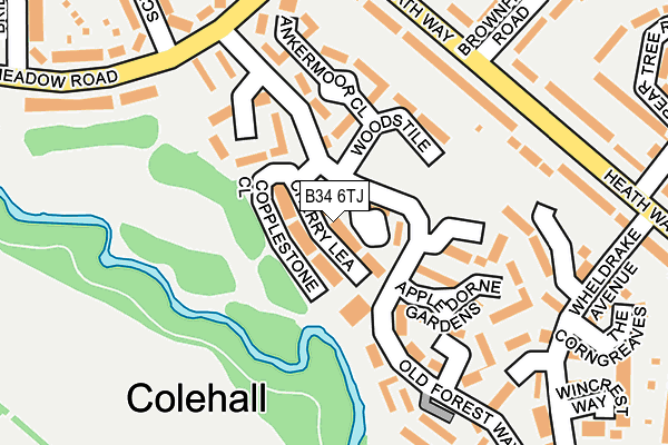 B34 6TJ map - OS OpenMap – Local (Ordnance Survey)