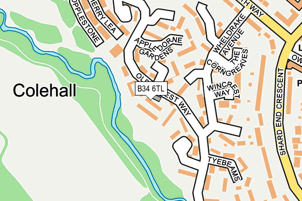 B34 6TL map - OS OpenMap – Local (Ordnance Survey)