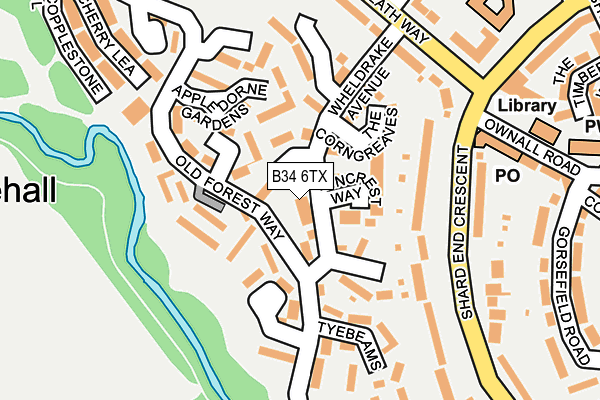 B34 6TX map - OS OpenMap – Local (Ordnance Survey)