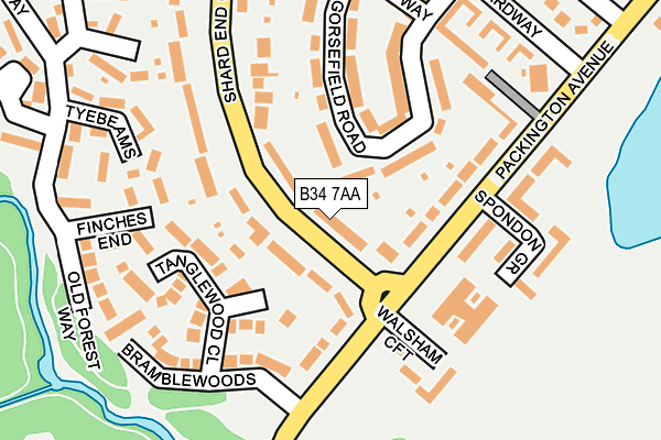 B34 7AA map - OS OpenMap – Local (Ordnance Survey)
