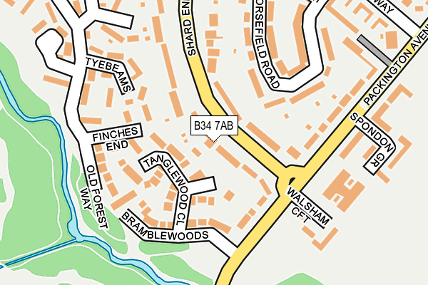 B34 7AB map - OS OpenMap – Local (Ordnance Survey)