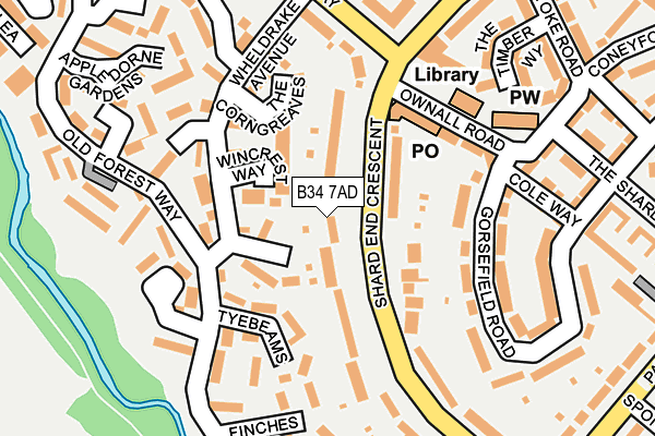 B34 7AD map - OS OpenMap – Local (Ordnance Survey)