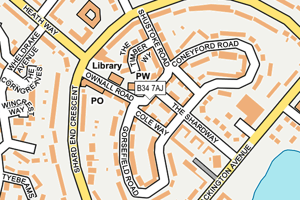 B34 7AJ map - OS OpenMap – Local (Ordnance Survey)