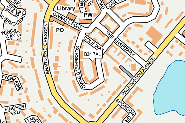 B34 7AL map - OS OpenMap – Local (Ordnance Survey)