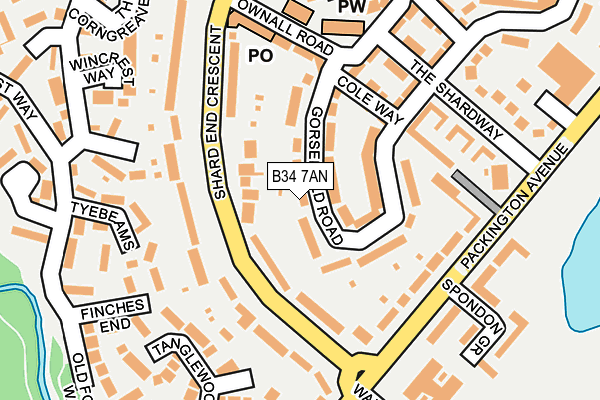 B34 7AN map - OS OpenMap – Local (Ordnance Survey)