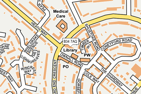 B34 7AQ map - OS OpenMap – Local (Ordnance Survey)