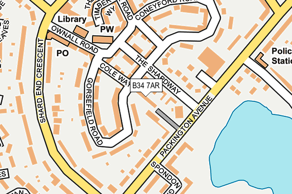 B34 7AR map - OS OpenMap – Local (Ordnance Survey)