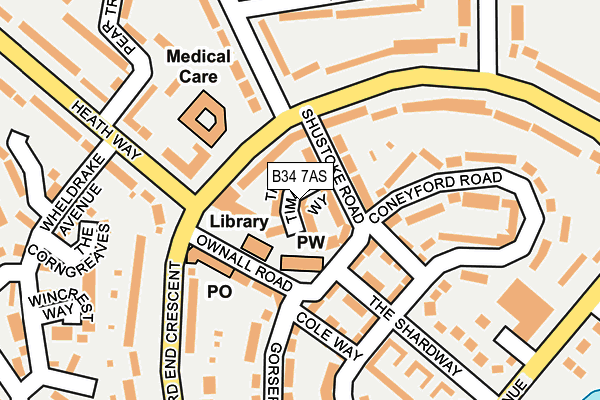 B34 7AS map - OS OpenMap – Local (Ordnance Survey)