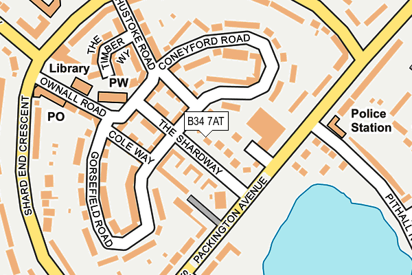 B34 7AT map - OS OpenMap – Local (Ordnance Survey)