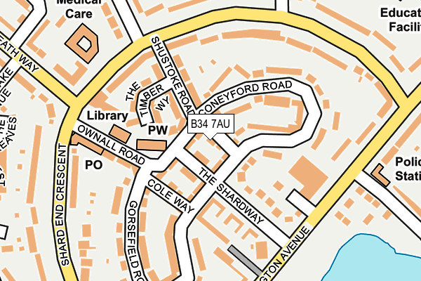 B34 7AU map - OS OpenMap – Local (Ordnance Survey)