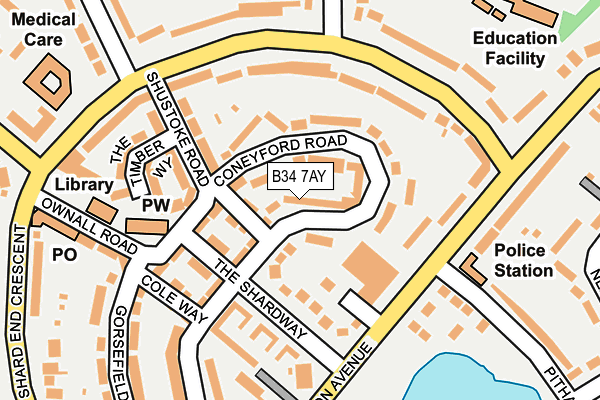 B34 7AY map - OS OpenMap – Local (Ordnance Survey)