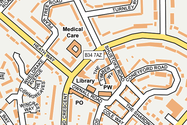 B34 7AZ map - OS OpenMap – Local (Ordnance Survey)