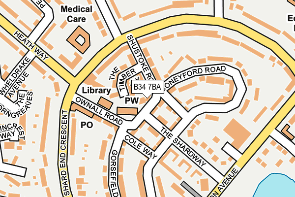 B34 7BA map - OS OpenMap – Local (Ordnance Survey)