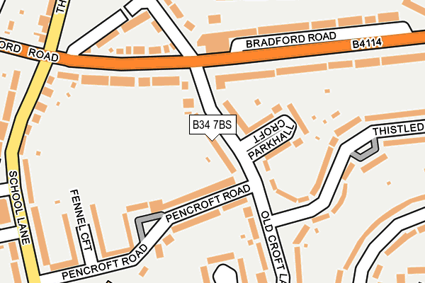 B34 7BS map - OS OpenMap – Local (Ordnance Survey)