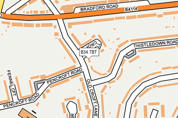 B34 7BT map - OS OpenMap – Local (Ordnance Survey)