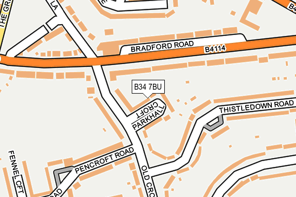B34 7BU map - OS OpenMap – Local (Ordnance Survey)