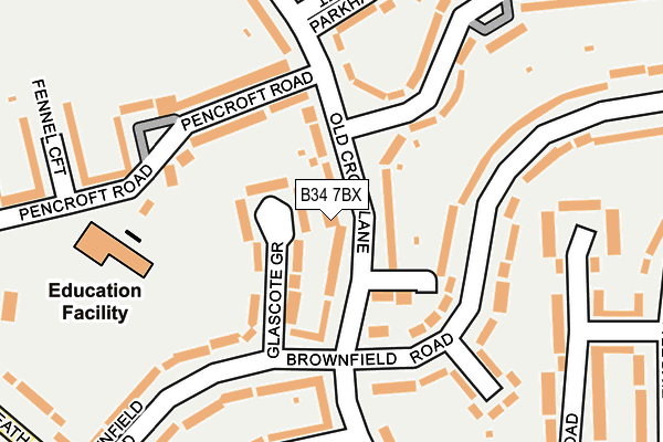 B34 7BX map - OS OpenMap – Local (Ordnance Survey)