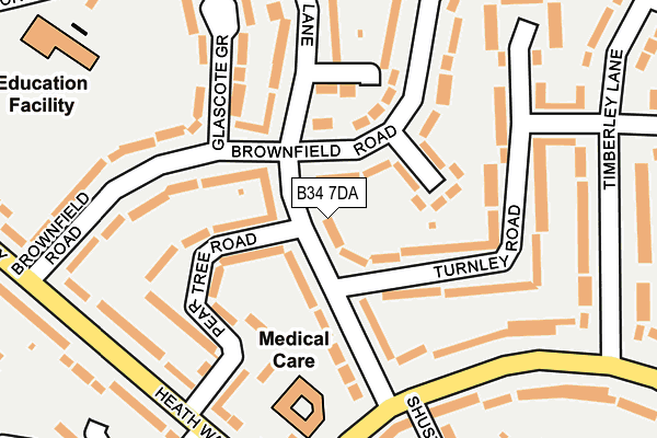 B34 7DA map - OS OpenMap – Local (Ordnance Survey)
