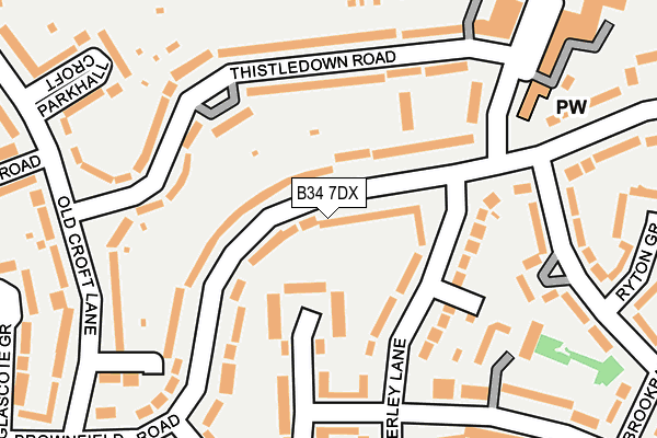 B34 7DX map - OS OpenMap – Local (Ordnance Survey)