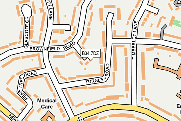 B34 7DZ map - OS OpenMap – Local (Ordnance Survey)