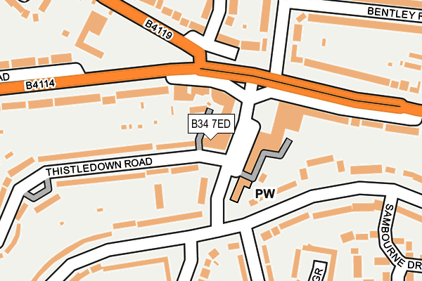B34 7ED map - OS OpenMap – Local (Ordnance Survey)