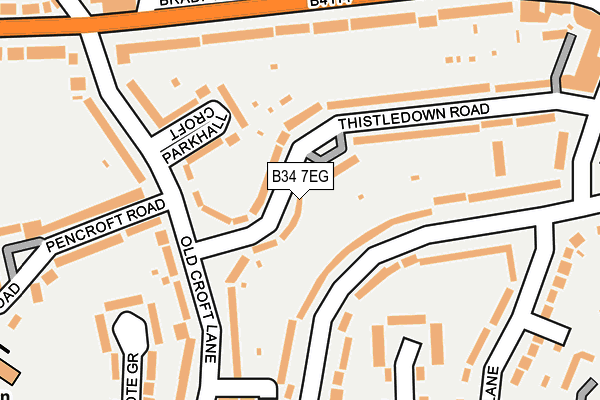 B34 7EG map - OS OpenMap – Local (Ordnance Survey)