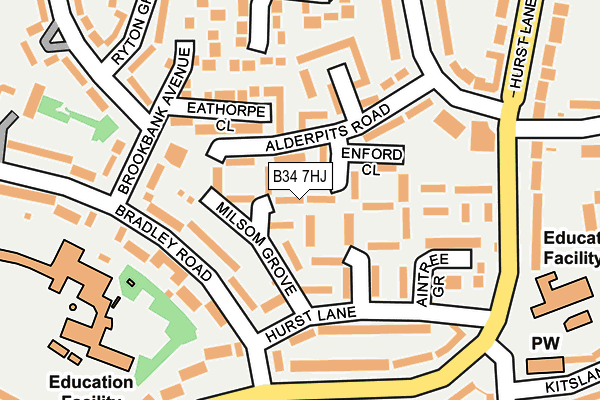 B34 7HJ map - OS OpenMap – Local (Ordnance Survey)