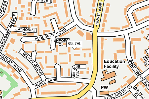 B34 7HL map - OS OpenMap – Local (Ordnance Survey)
