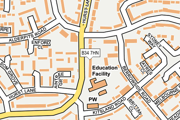 B34 7HN map - OS OpenMap – Local (Ordnance Survey)