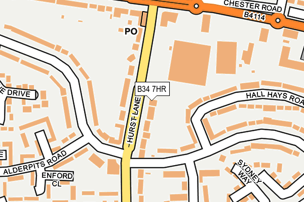 B34 7HR map - OS OpenMap – Local (Ordnance Survey)