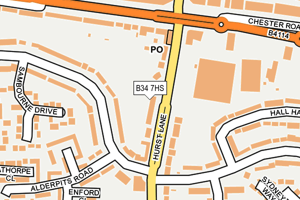 B34 7HS map - OS OpenMap – Local (Ordnance Survey)