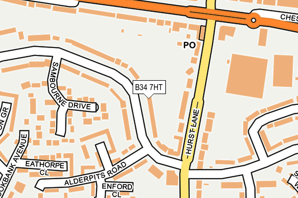 B34 7HT map - OS OpenMap – Local (Ordnance Survey)