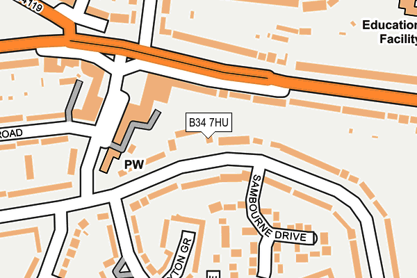 B34 7HU map - OS OpenMap – Local (Ordnance Survey)