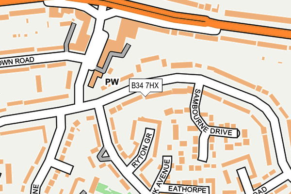 B34 7HX map - OS OpenMap – Local (Ordnance Survey)
