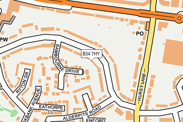 B34 7HY map - OS OpenMap – Local (Ordnance Survey)