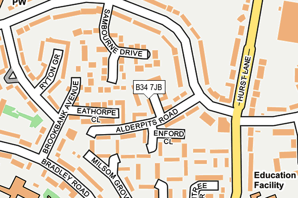 B34 7JB map - OS OpenMap – Local (Ordnance Survey)